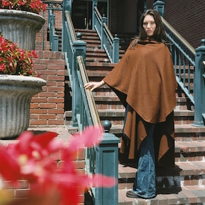 Copper-brown pure baby alpaca fabric cape (fully hand sewn)