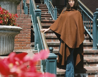 Copper-brown pure baby alpaca fabric cape (fully hand sewn)