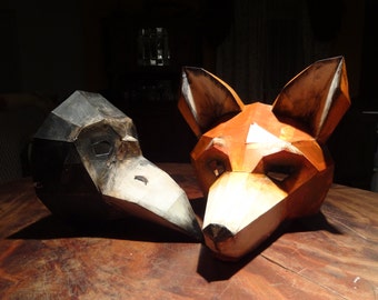 DIY Halloween masks, fox mask, bird mask, Instant Download, Printable Templates, Printable Masks