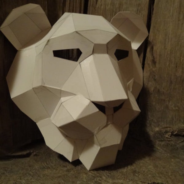 Make Your Own Lion mask from recycled paper, PDF pattern, PDF mask, Printable Mask, Adult mask