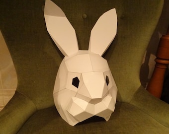PDF Pattern, Make your own Rabbit mask, bunny mask, paper animal mask, Printable mask, DIY card mask