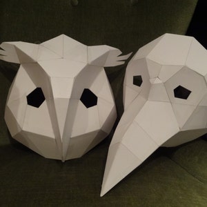 Printable masks, Make your own owl mask, bird mask, Instant download, DIY cardboard masks