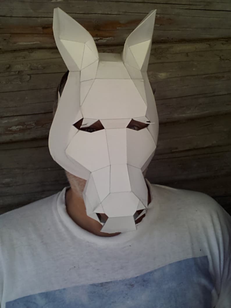 Pferdemaske aus Pappe selber machen, Digital download, DIY Maske Bild 4