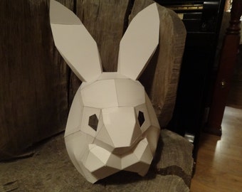 DIY Halloween mask, Make your own Rabbit mask from cardboard, Instant download