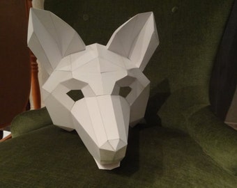 Make your own Fox mask from cardboard, Digital Download, Printable mask
