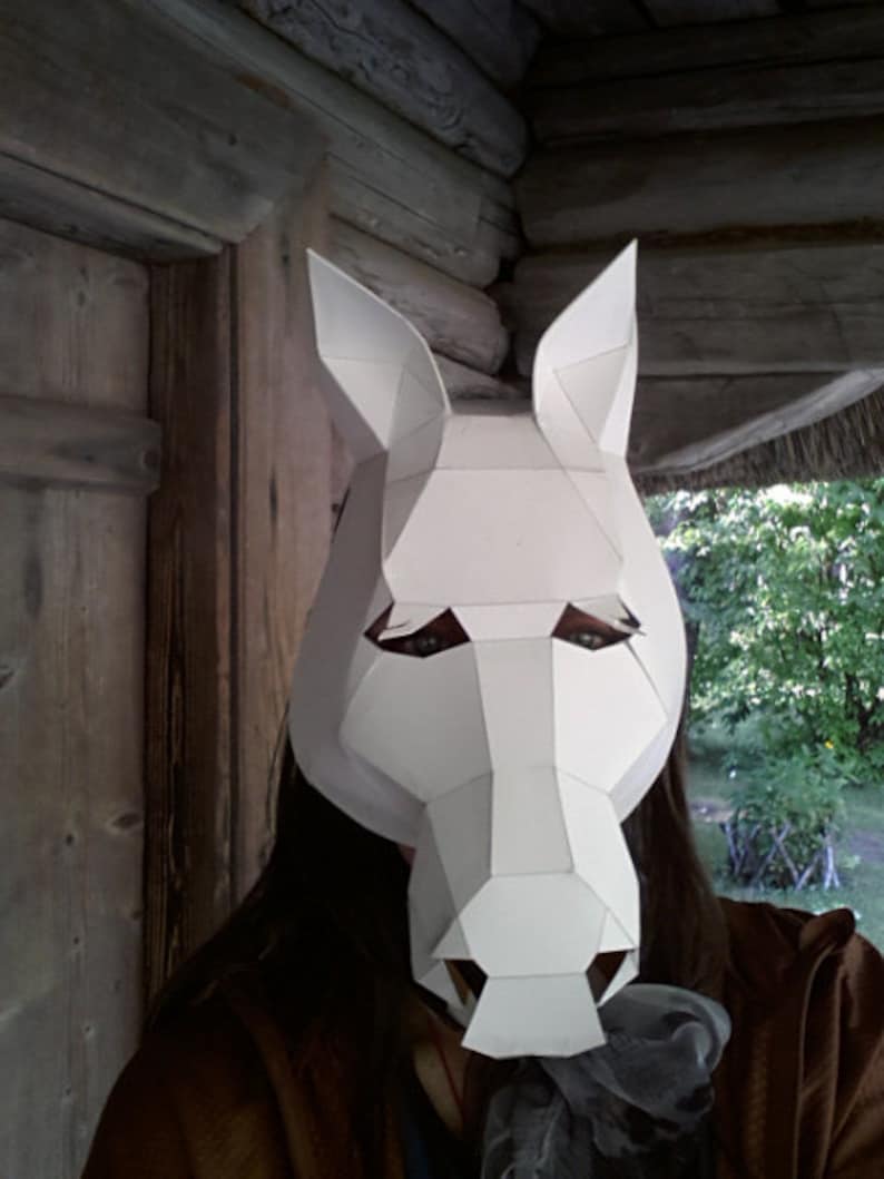 Pferdemaske aus Pappe selber machen, Digital download, DIY Maske Bild 2