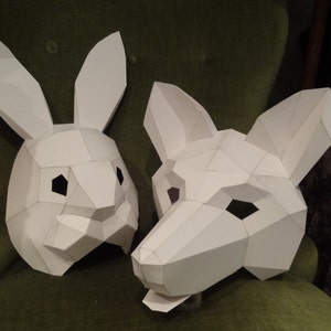 Printable Mask, DIY Halloween mask, Paper animal mask, Rabbit mask, bunny mask, Instant Download image 4