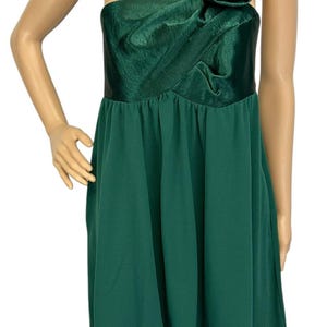 Vintage 1980s Jessica McClintock One Shoulder Mini Dress Emerald Green Size 8
