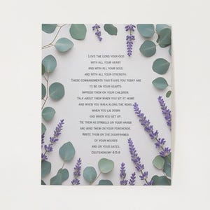 Deuteronomy 6:5-7 Love the lord with all your heart modern scripture bible verse wall art, Christian home wall décor printable