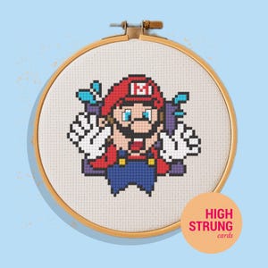 Mario Party Shocked Mario Cross Stitch Pattern PDF | Digital Download | Easy Cross Stitch Chart | xStitch Pattern