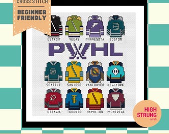 PWHL 2026 Hockeytrikots Kreuzstichmuster | Sportkunst (PDF-Download)