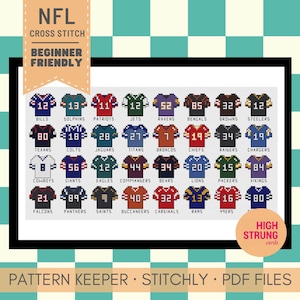 NFL Jerseys Football Cross Stitch Pattern | Sports Art (PDF Digital Download)
