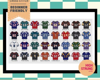 NFL Trikots Football Kreuzstich Muster | Sportkunst (PDF Digital Download)