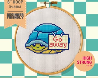 Schildkröte 'Go Away' Kreuzstichmuster | Lustiger Anfänger xStitch (PDF)