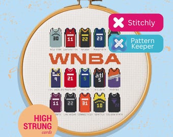 Schema per punto croce delle maglie da basket femminili WNBA / Arte sportiva (Download digitale in PDF)
