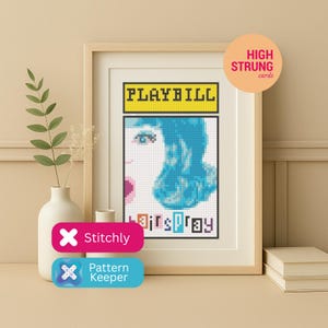 Patrón de punto de cruz de la revista Hairspray Playbill / Nivel intermedio (Descarga digital en PDF)