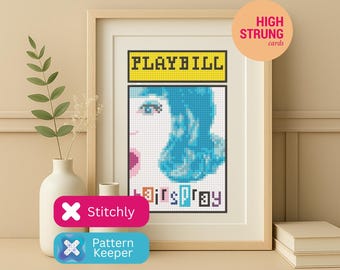 Hairspray Playbill Cross Stitch Pattern | Intermediate Level (PDF Digital Download)