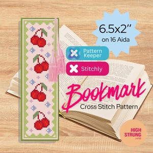 Cherries Bookmark Cross Stitch Pattern (PDF Digital Download)