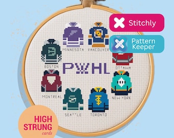 PWHL Hockey Jerseys Cross Stitch Pattern | Sports Art (PDF Digital Download)