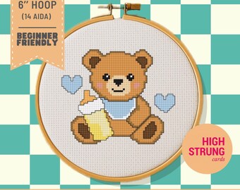 Baby Teddy Bär Kreuzstich Muster PDF | Digitaler Download | Einfache Kreuzstichvorlage | xStichmuster