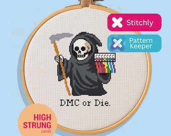 Lustiges Skelett Kreuzstich Muster DMC or Die | (PDF Digitaler Download)