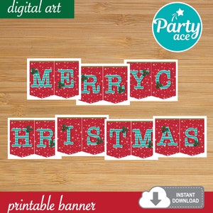 Merry Christmas Printable Banner Decoration for Holidays Celebration ...