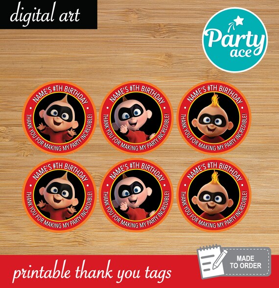 The Incredibles Party Jack Jack Printable Favor Thank You Etsy