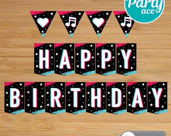 Music Lover Tiktok Happy Birthday Printable Banner Social Medial Birthday Party Decoration