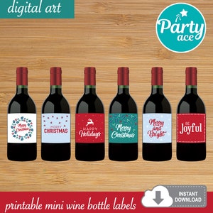 Etiquetas Navidad Para Mini Botellas de Vino