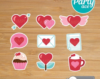 NEW COLOR! Saint Valentine's Day Printable red Cupcake Toppers, Gift Tags or Stickers