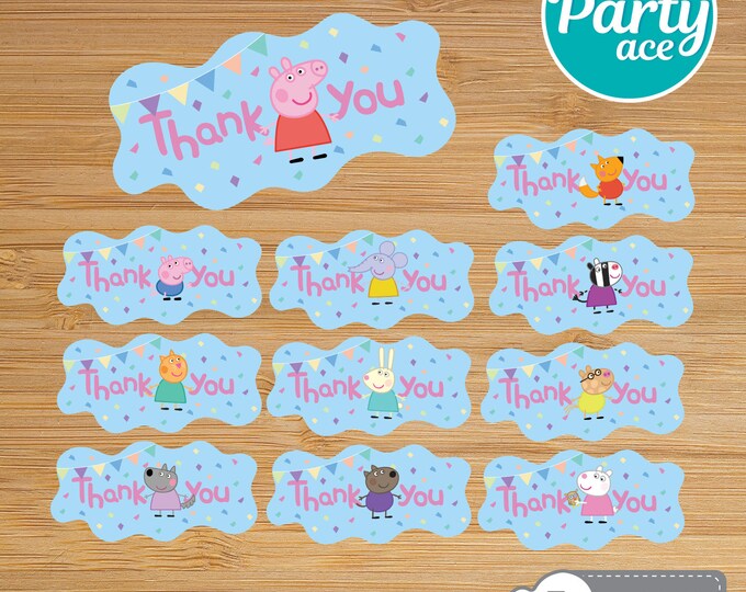 Peppa Pig Birthday Party Printable Thank You Tags for Favor Bags - Etsy