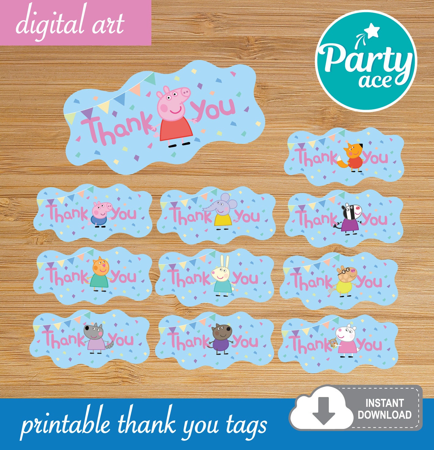 Green Polka Dots Party Thank You Tag - Printable Party Tag Birthday Pa –  Pink the Cat