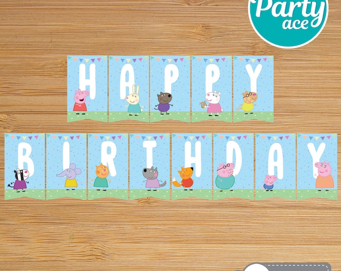 Peppa Pig Banner Happy Birthday Printable Banner Sign With Peppa ...