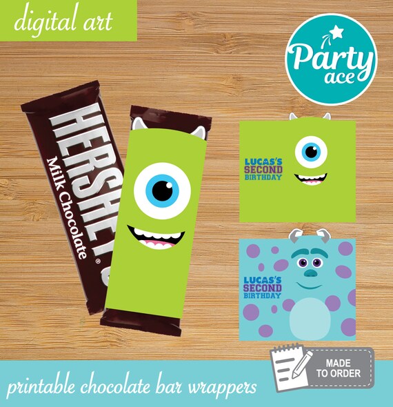Monsters Inc Printable Chocolate Bar Wrappers Birthday Party Etsy