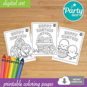 Happy Easter Coloring Printable Pages for kids for Learning Activities at Home or at School, Egghunt, Easter Celebration, Easter Activities