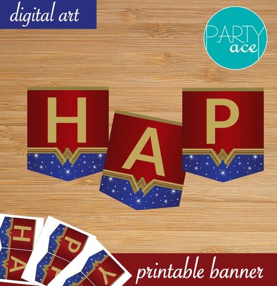 Cumpleaños Mujer Maravilla Banderines para imprimir  Etsy