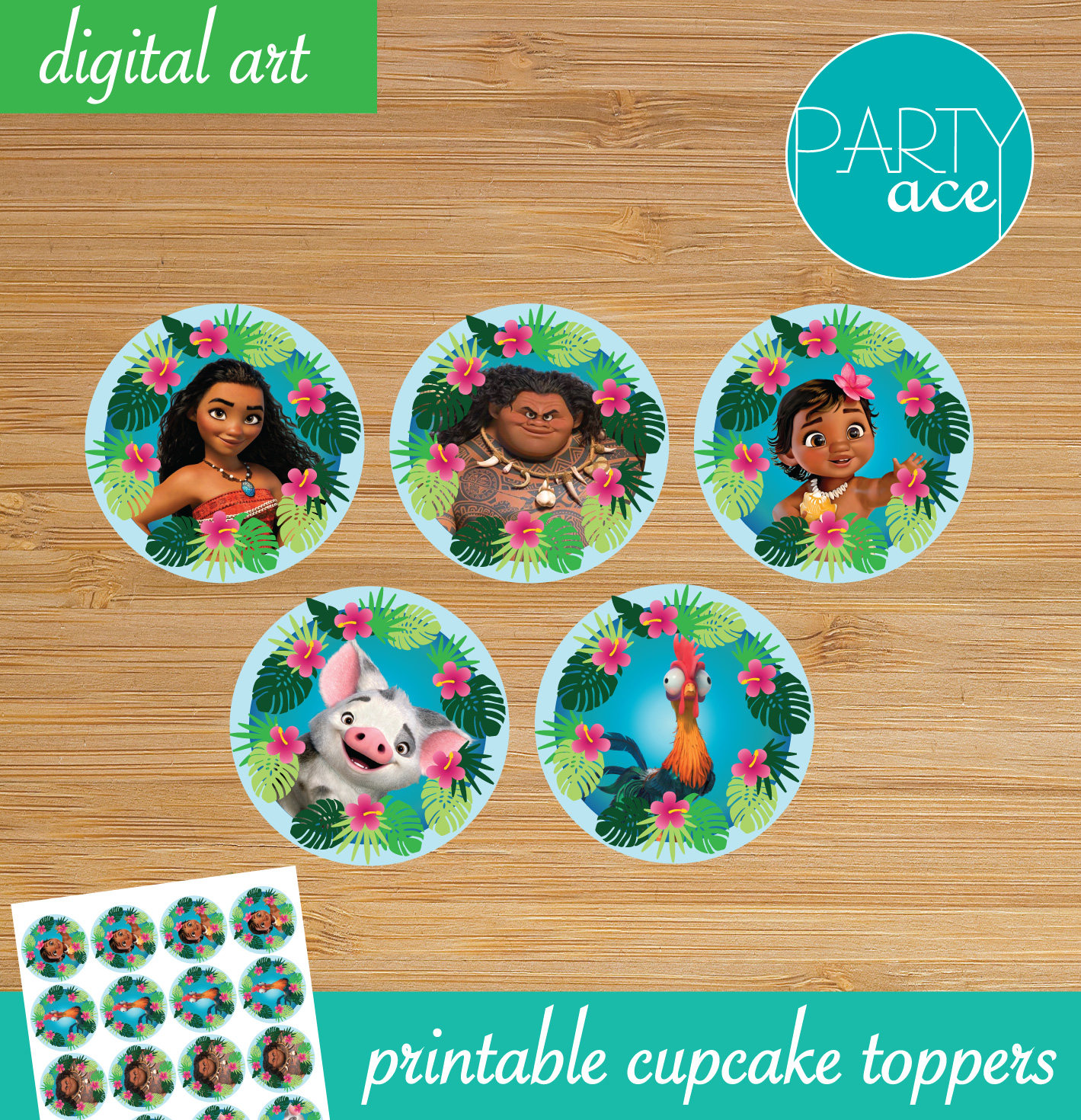 Moana Cupcake Toppers Printable - Printable Word Searches