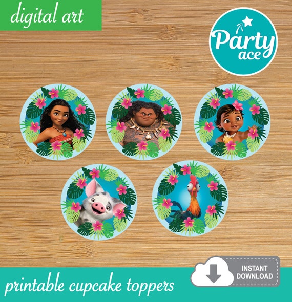 Moana Printable Cupcake Toppers Returns The Heart Of Te Etsy