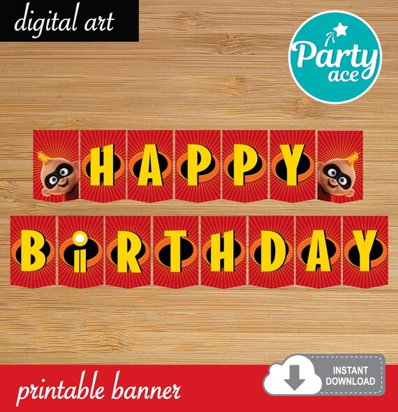 The Incredibles Jack Jack Printable Banner Happy Birthday Etsy