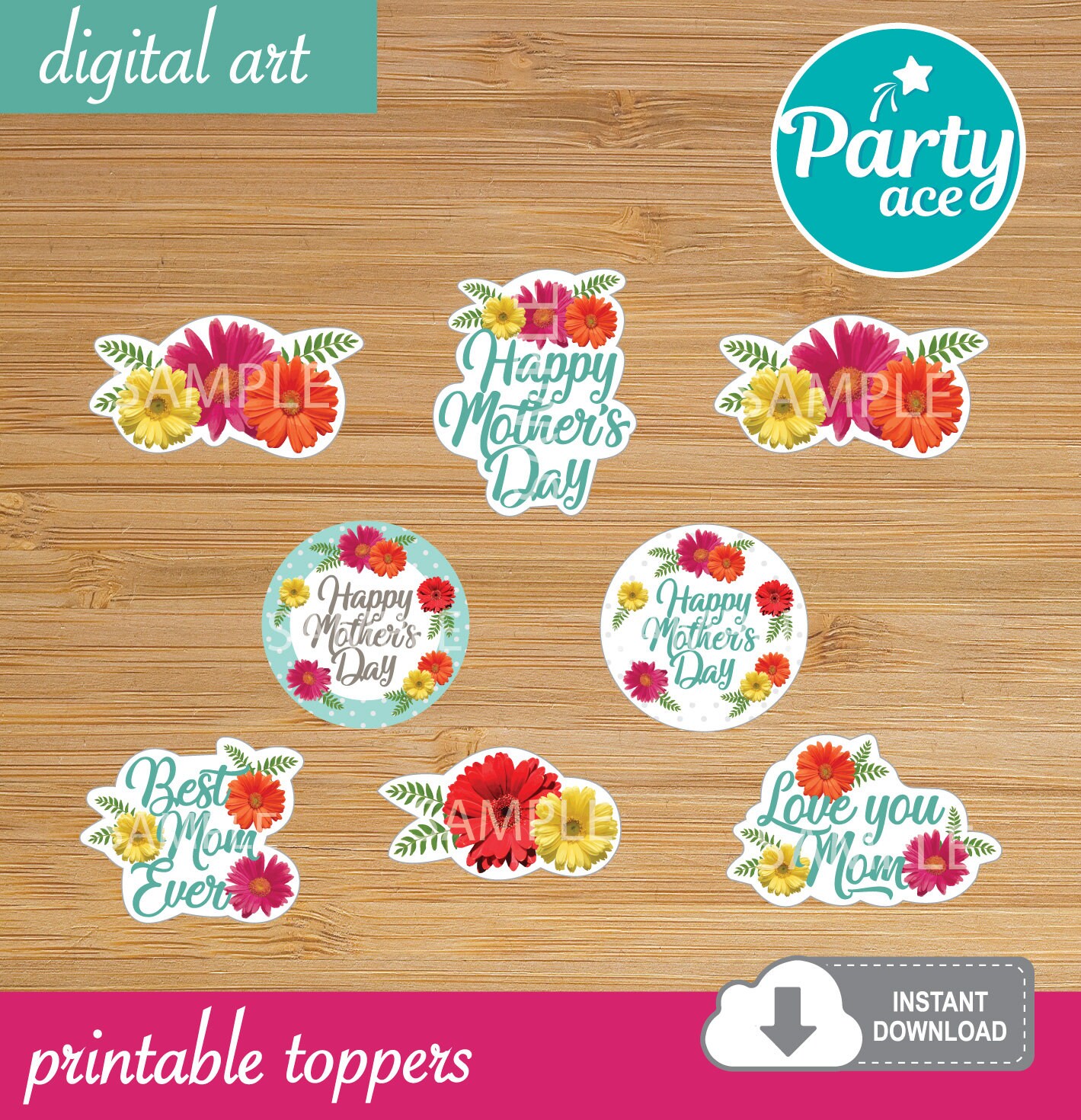 25 Topper Per Cupcake A Forma Di Cuore Con Scritta Happy Mother's Day - Acrilico Oro A Specchio Per Festa Della Mamma