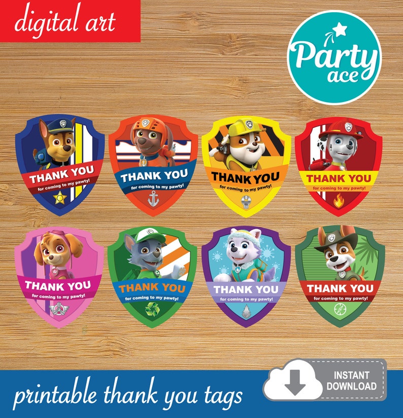 Paw Patrol Birthday Social gathering Printable Thank By yourself Tags Birthday Prefer Luggage Decoration Marshall Rocky Chase Rubble Everest Skye Zuma Tracker photograph regarding Printable Paw Patrol identify Paw Patrol Birthday Celebration Printable Thank Yourself Tags Birthday Want Luggage Decoration Marshall Rocky Chase Rubble Everest Skye Zuma Tracker