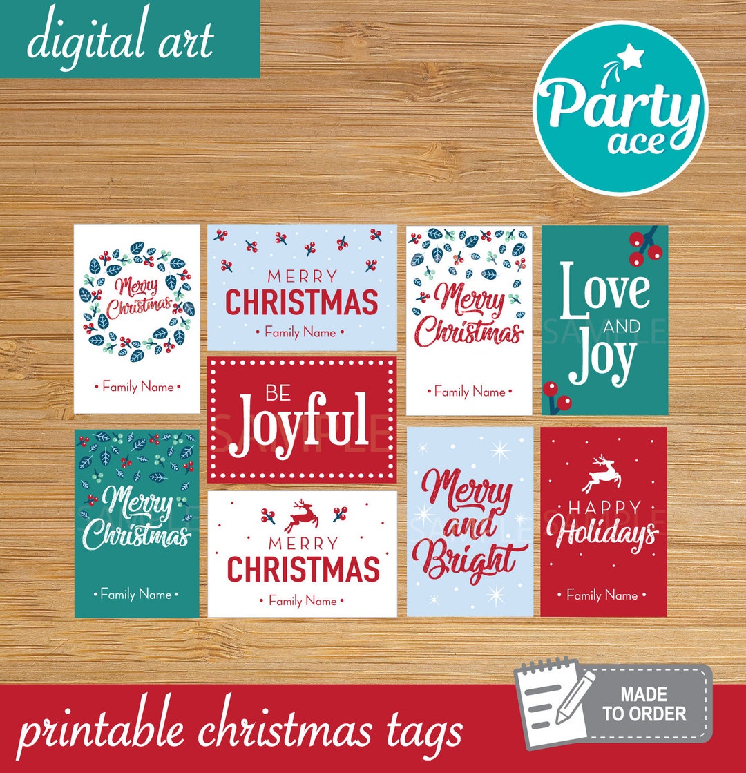 Christmas Printable Tags Personalized Gift Tags Merry Christmas Labels ...