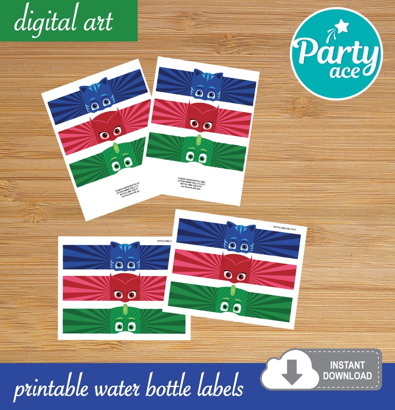 PJ Masks Birthday Party Printable Water Bottle Labels | Etsy