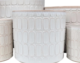 Distressed White Textured Ceramic Planter / House Plant Pot / Various sizes / Ceramic Pot