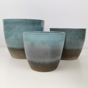 Semi Glazed Ocean Blue Ceramic Planter - Indoor Plant Pots