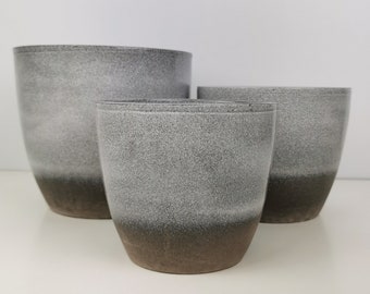 Semi Glazed Moon Grey Ceramic Planter - Indoor Plant Pots