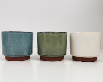 Mountains ceramic planter, Handmade glazed plant pot, landscape plant pot, 200ml beige vessel, unique British gift, handcrafted plant pots