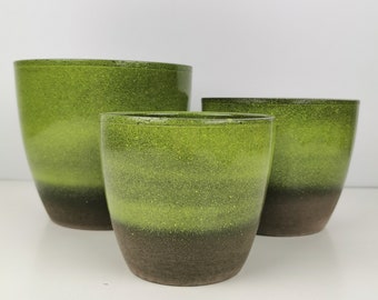 Semi Glazed Flora Green Ceramic Planter - Indoor Plant Pots