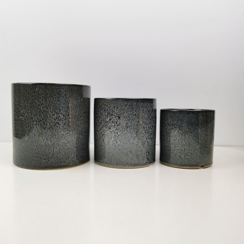 Matt Ancient Ceramic Planter Grey Indoor Plant Pots Etsy UK