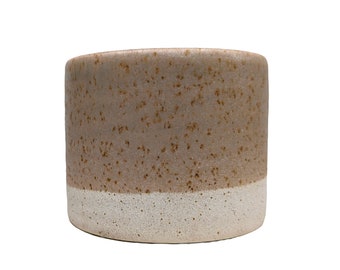 Two Tone Speckled Planter - Indoor House Plant Pot - Fits 9cm pot Brown/Off White